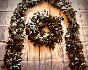 Halloween door garland | Halloween outdoor decor | Gothic decor | Halloween garland and wreath set | 12ft black ficus fall garland