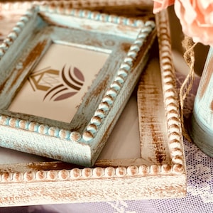 Wooden beaded bobbin picture frame | Bubble photo frames | Hand painted scallop frame | Beaded bumpy picture frames | Boho bead frames