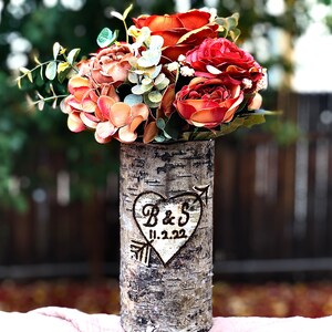Wood flower vase, Engagement gifts for couple unique, Hiking hiker outdoorsy gift, Newlywed gift, Engaged gift unique, Personalized vase image 5