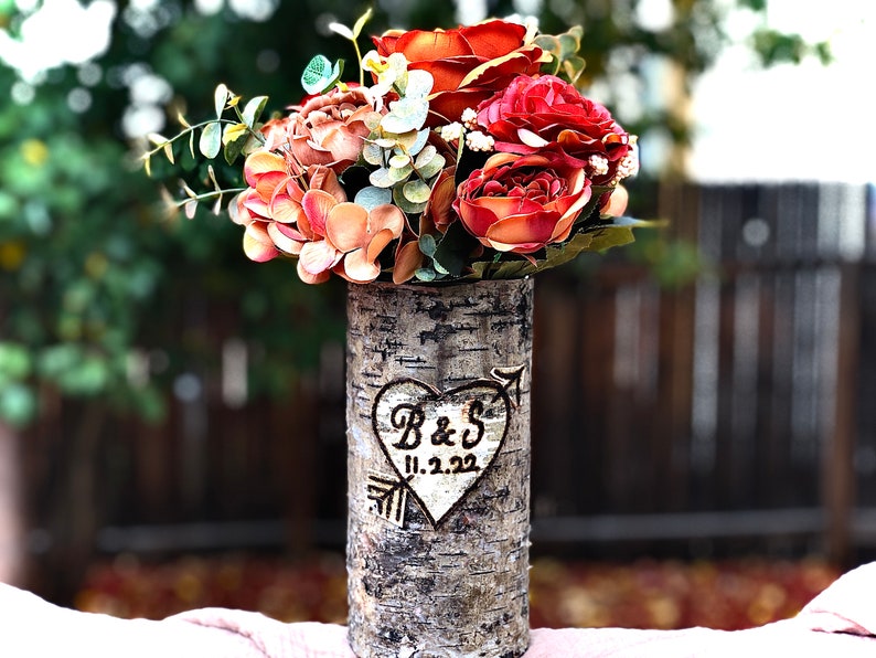 Wood flower vase, Engagement gifts for couple unique, Hiking hiker outdoorsy gift, Newlywed gift, Engaged gift unique, Personalized vase image 5