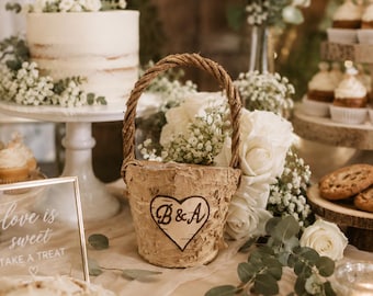 Birch bark basket small | Rustic wedding decor accessories | Flower girl rustic | Real bark basket small | Flower girl baskets set of 2, 3
