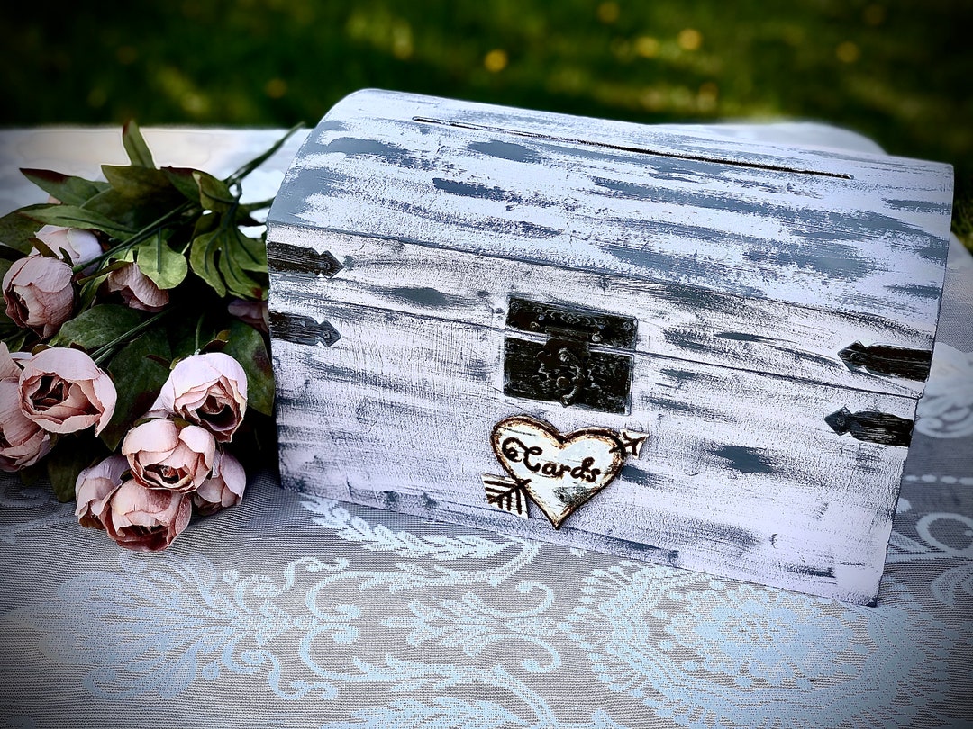 Engraved Birch Wedding Card Box With Lock: Shabby Chic Decor - Etsy