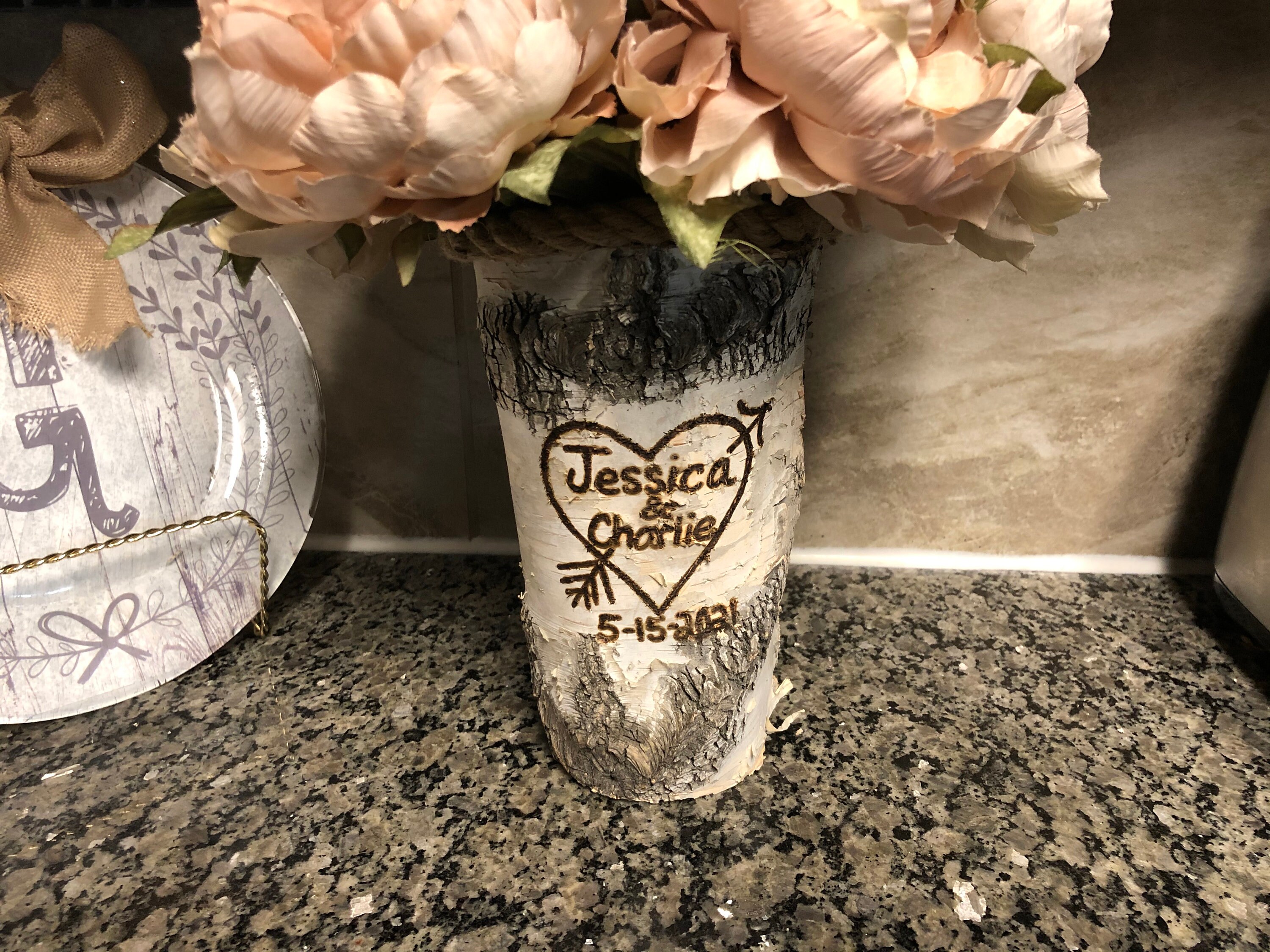 Wood Flower Vase, Engagement Gifts for Couple Unique, 1 Year Anniversary  Gift, Newlywed Gift, Engaged Gift Unique, Personalized Vase 