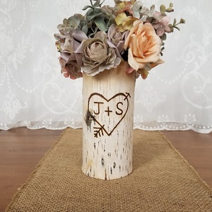 12, 14, 16 inch birch bark vases for wedding Personalized wedding gift for couple Tall wedding centerpieces for table Sweetheart table decor 7 inch (3.5 diameter
