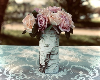 Vase centerpieces for bridal shower decorations rustic- Engagement party centerpiece birch- Vintage rustic wedding decor- Rustic wedding