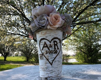Personalized wedding gifts for couple unique| Personalized birch vase | Wooden 5th anniversary gift | Groom gift for bride on wedding day