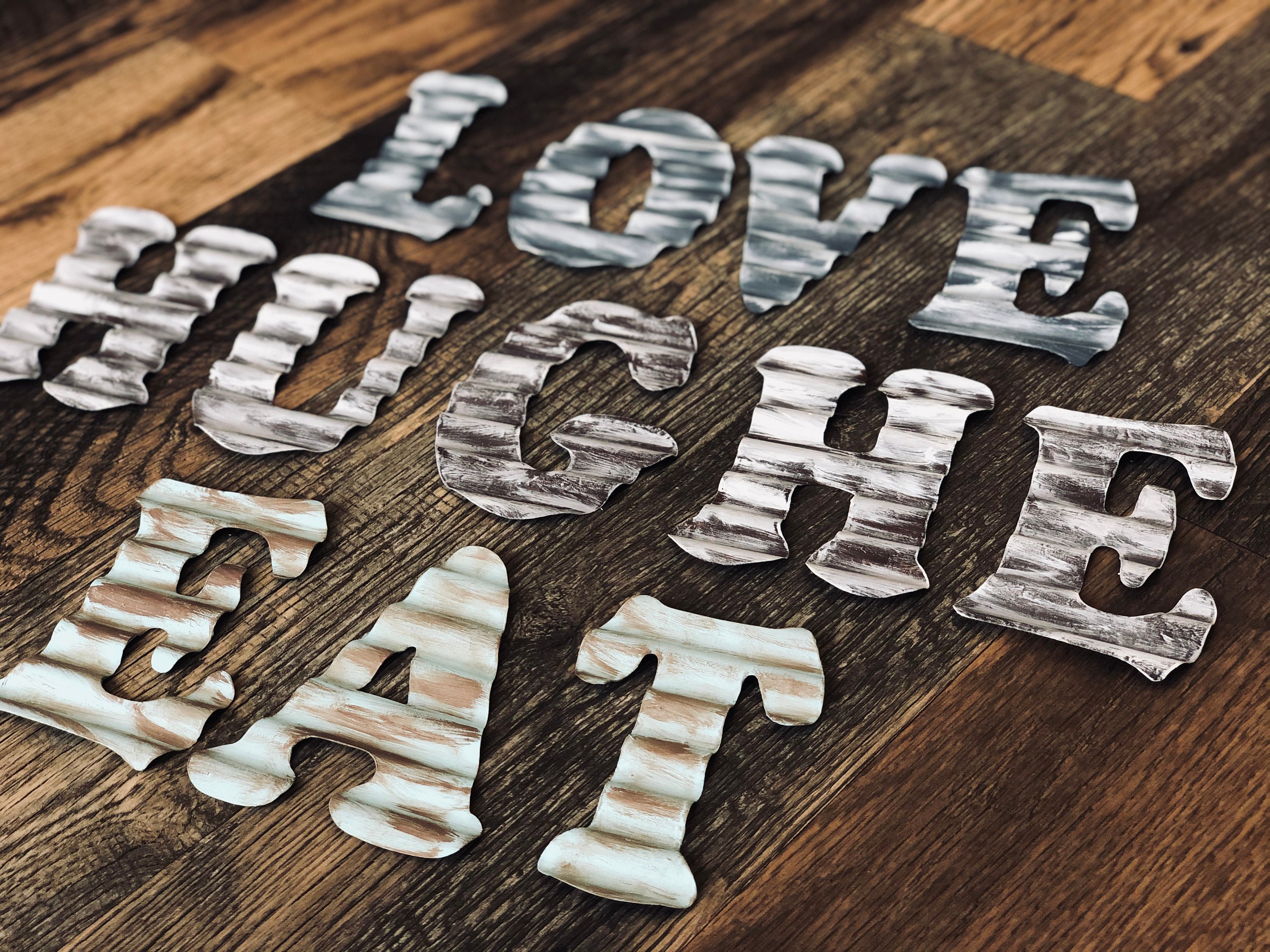 Painted Metal Letters for Wall Decor Rustic Home Decor for Etsy