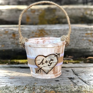 Flower girl basket white | Flower girl basket ivory | Boho wedding decor | Rustic wedding decor | Personalized basket | Birch wedding decor