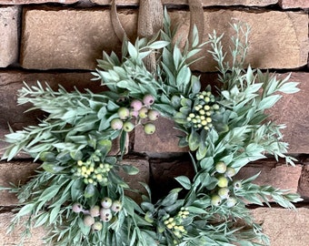Farmhouse wall decor - Mini farmhouse greenery wreaths for cabinets - Rustic home decor - Kitchen decor year round spring summer