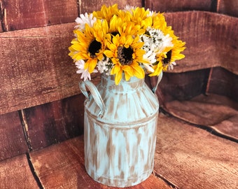 Large milk can - Teal home decorations - Rustic wedding decorations - Barn wedding decorations- Country home decor - Painted milk can