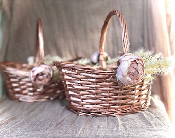 Rose gold flower girl basket - Flower girl basket rose gold - Boho wedding basket - Wedding decor rose gold - Rose gold decorations wedding