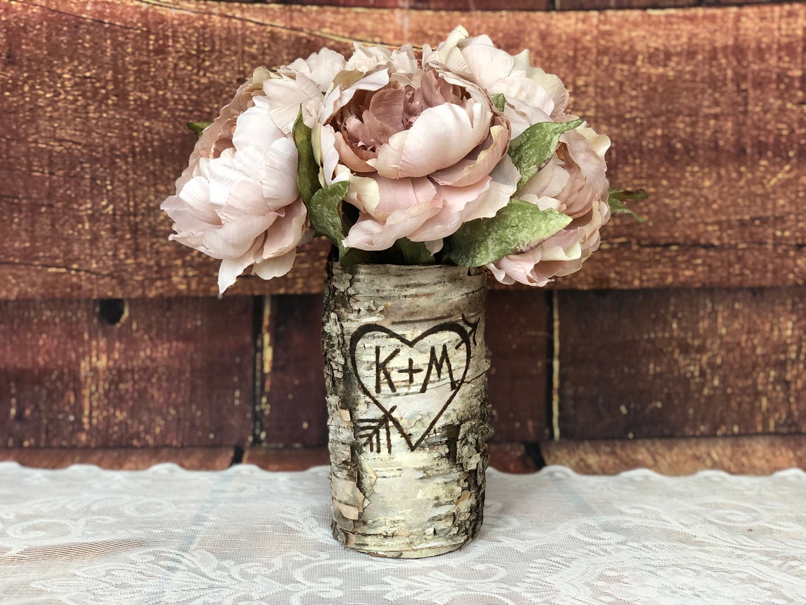 Wedding centerpiece Wood vase Rustic wedding centerpiece Etsy