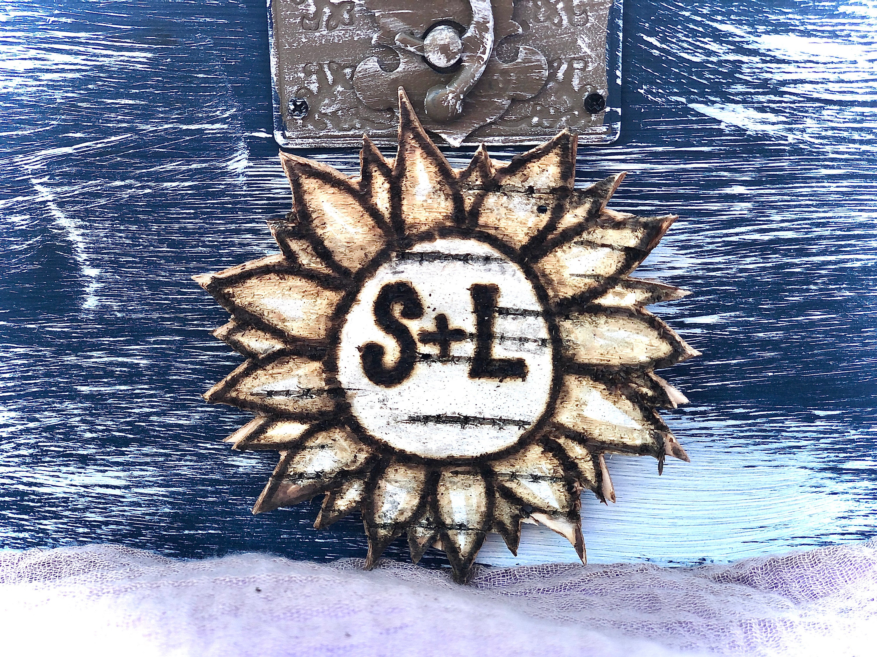 Sunflower wedding card box Rustic card box with sunflowers Personalized sunflower wedding decor Navy wedding decor