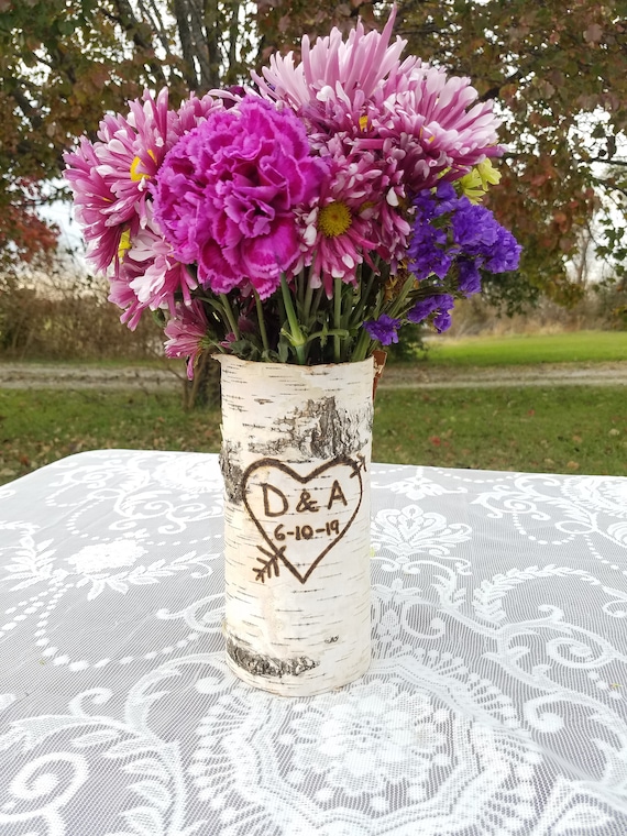 Wedding Centerpiece Wood Vase Rustic Wedding Centerpiece Personalized Vase  Wedding Centerpieces for Tables Anniversary Gift for Wife 