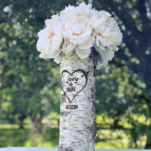 12, 14, 16 inch birch bark vases for wedding Personalized wedding gift for couple Tall wedding centerpieces for table Sweetheart table decor 14 inch(4 diameter