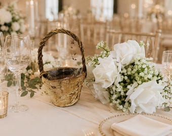 Birch bark basket small | Rustic wedding decor accessories | Flower girl rustic | Real bark basket small | Flower girl baskets set of 2, 3