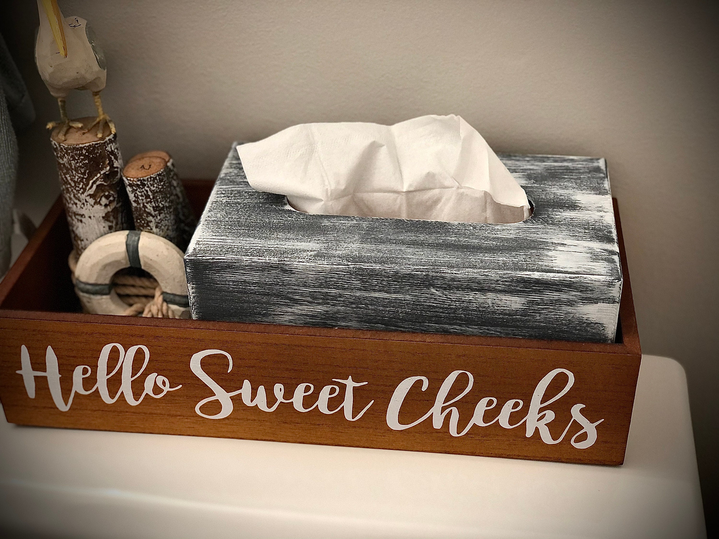 Rustic Wood Tissue Box Cover Rectangular - Rustic Home Decor for ...