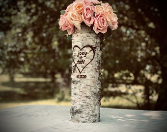 12, 14, 16 inch birch bark vases for wedding Personalized wedding gift for couple Tall wedding centerpieces for table Sweetheart table decor