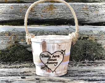 Daddy here comes mommy flower girl basket | Custom flower girl basket | Barn wedding decor | Country wedding decor  Boho wedding basket