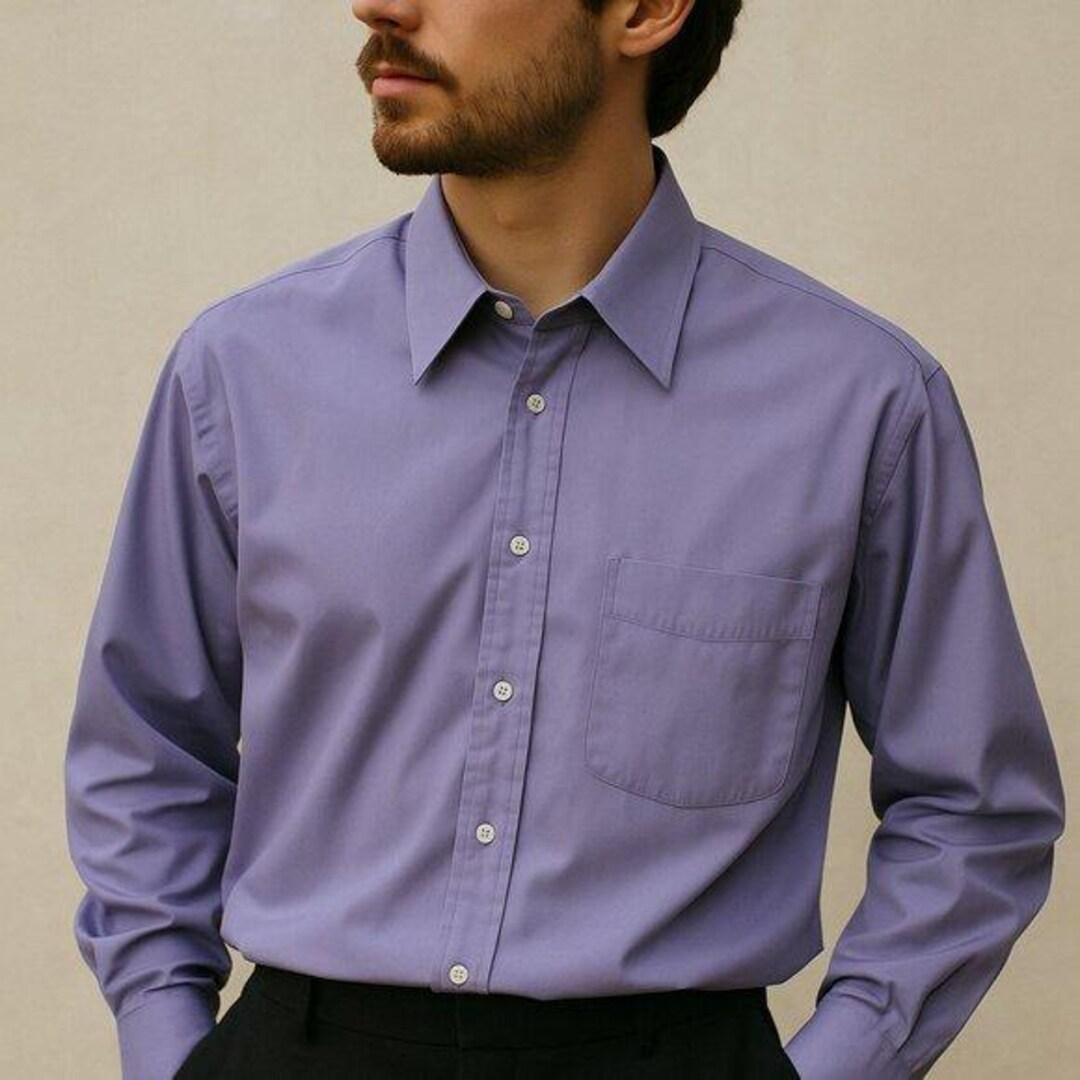 Vintage Yves Saint Laurent Purple Button-up Dress Shirt Men's 17