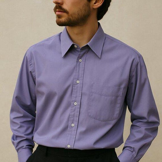 Vintage Yves Saint Laurent Purple Button-up Dress Shirt Men's 17