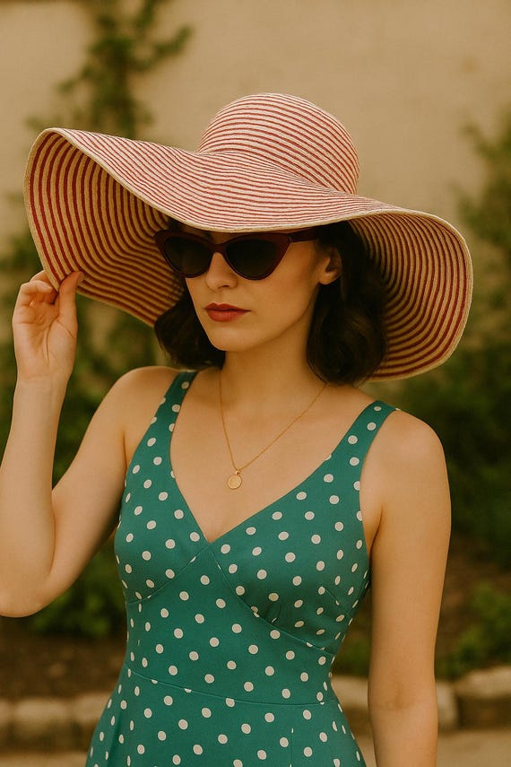 Vintage Oversize Straw Sun Hat KONTONTY Large Vintage Straw Beach Hat Coffee Color UV Sun  main image 3