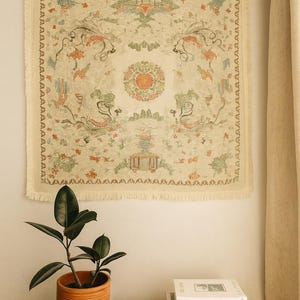Asian Brocade Wall Art – Framed Brocade Textile in Silk Blend, Panel for Home Decor