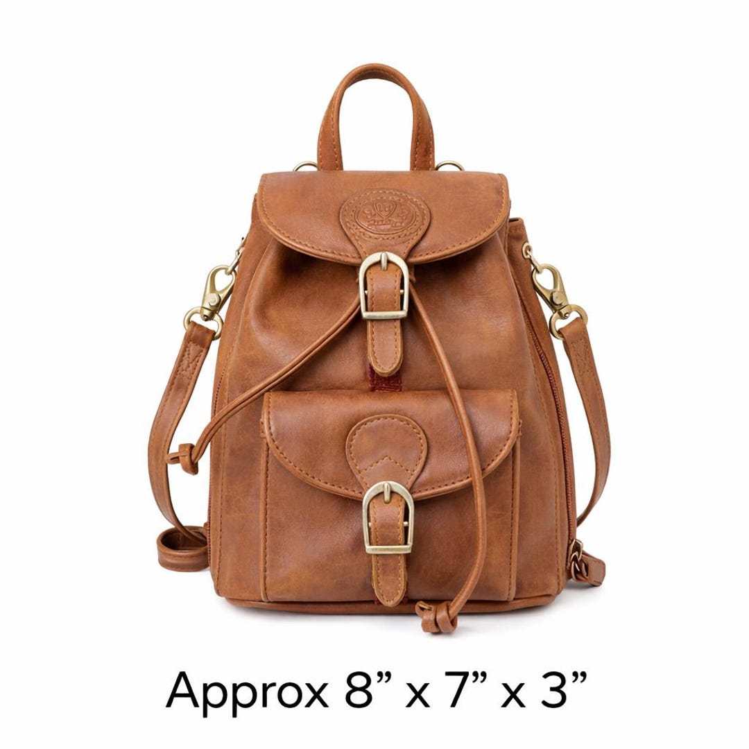 Vintage 90s Brown Leather Mini Backpack BAGODA | Y2K Convertible ...