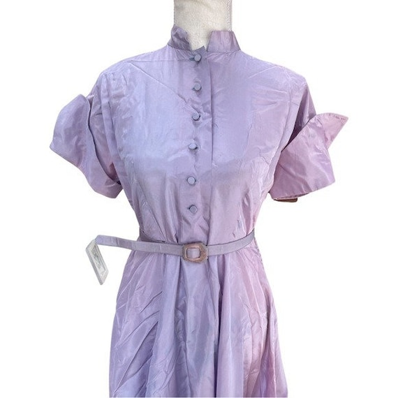 Vintage 60s Purple High Neck Maxi Shirt Dress wit… - image 3