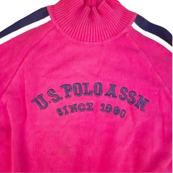 Vintage Polo High Neck Sweater - 90s Red/Navy - S… - image 3