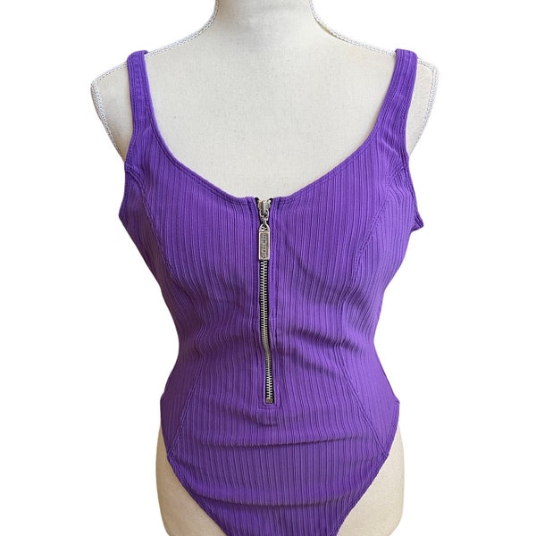 La Blanca Purple Front Zippered One Piece Swimsuit Size 12