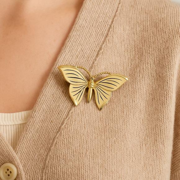 Vintage Cream and Gold Butterfly Brooch s-l400.jpg main image 4