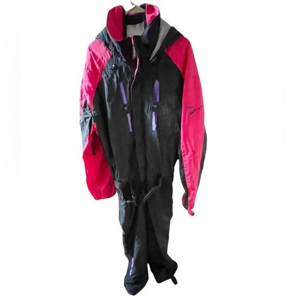 Vintage Men's Roffe Black/Red/Purple Ski/Snow Suit Size Large