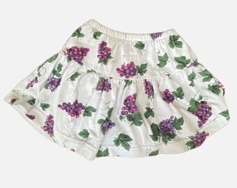 Vintage 80s Rebel Kids White Skirt with Grape Graphic - Unique and Playful
