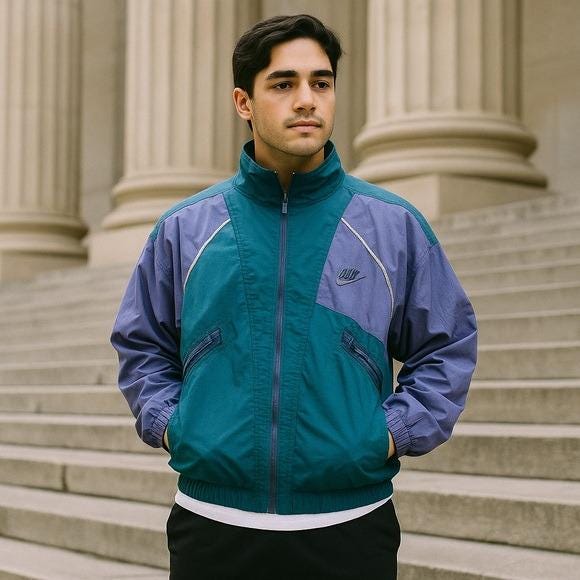 Vintage Nike Colorblock Windbreaker Jacket Teal & Purple, Full-zip
