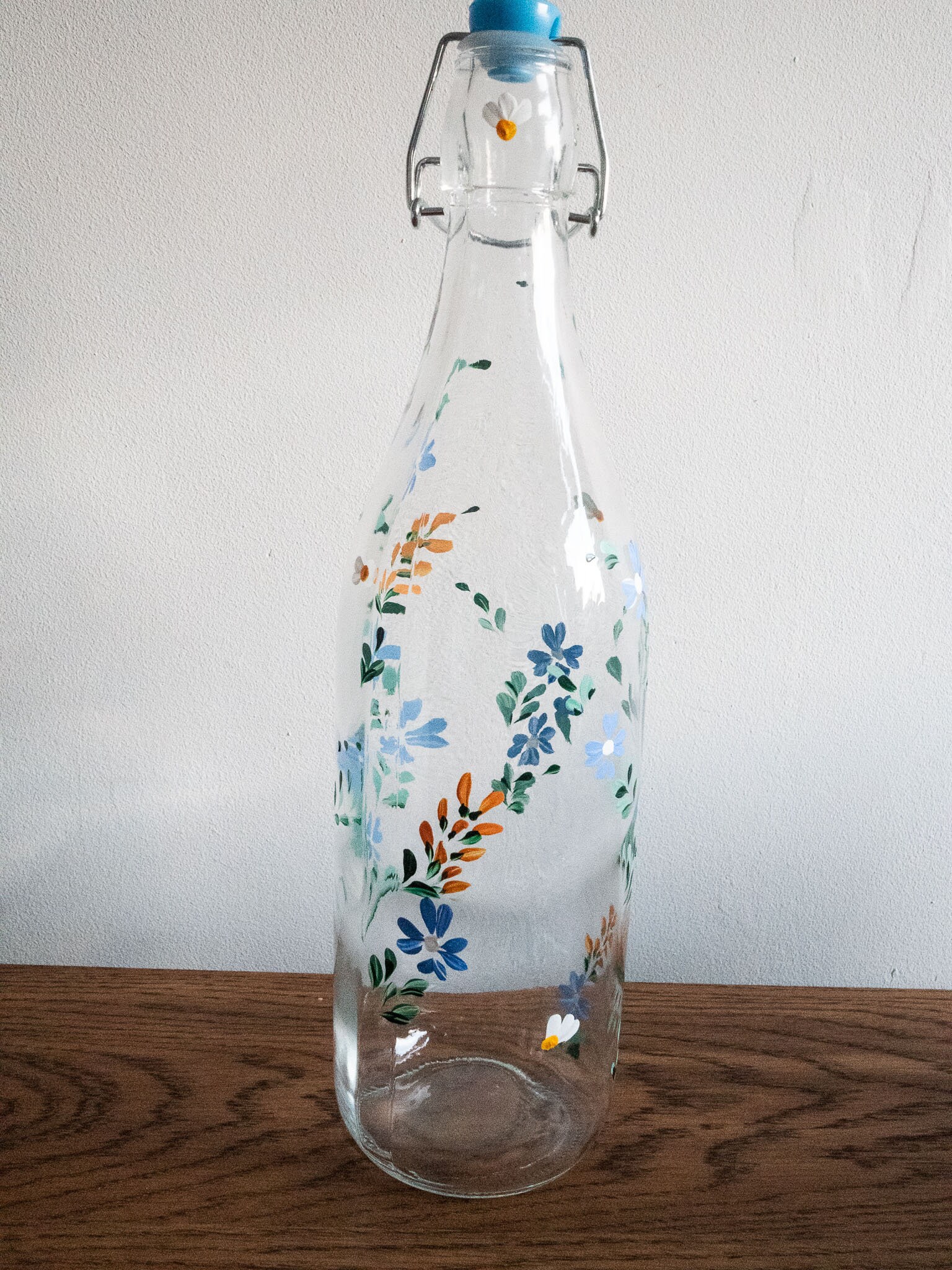 Glassware Flower Glass Water Bottle Bottle With Cap for Table Homeware