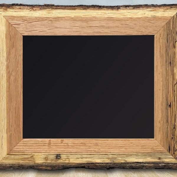 Live bark edge, 8" x 10" photo, hand-crafted individually made. Rustic oak frame. 12" x 14" OD, 2.25" sides.