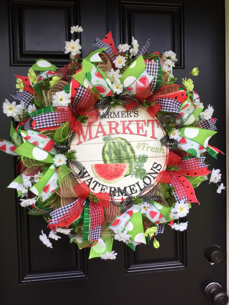 Front Door Wreath Door Hanger Watermelon Wreath Summer Wreath Watermelon Door Decor Everyday Wreath Spring Wreath