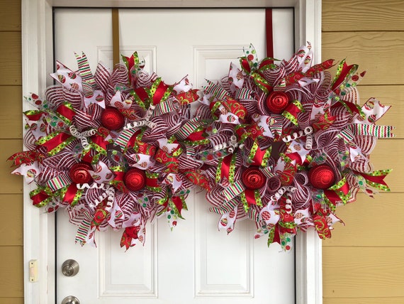 Double Door Christmas Wreath Christmas Wreath Holiday Wreath Front Door Wreath Whimisical Wreath Christmas Door Hanger Wreath