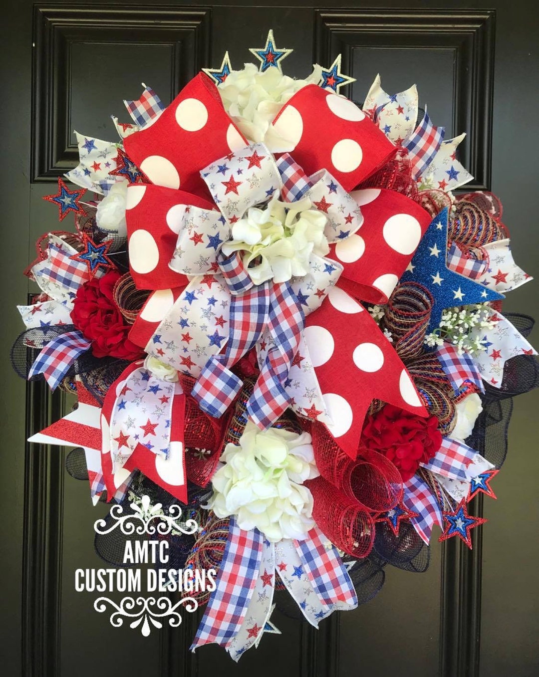 Patriotic Wreath, Summer Wreath, 4th of July Wreath, Front Door Wreath ...