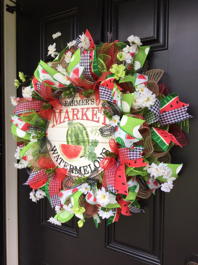 Front Door Wreath Door Hanger Watermelon Wreath Summer Wreath Watermelon Door Decor Everyday Wreath Spring Wreath