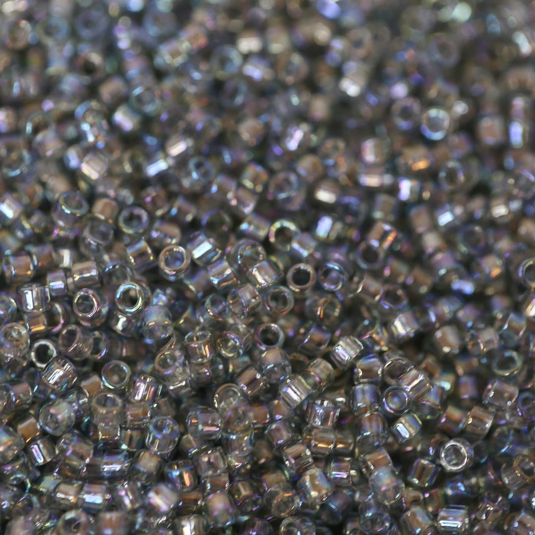 Toho 15/0 Seed Beads - Transparent Rainbow Black Diamond Color #176, 1.3mm, Approx. 8g Tube