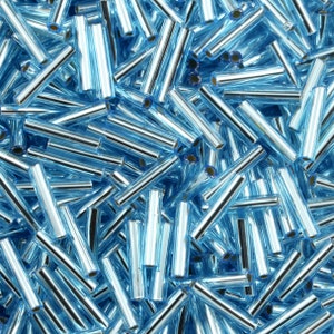 Silver Lined Medium Blue - Bugle, #3 25g Silver Lined Medium Blue - Bugle, #3 25g