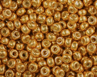 6-4203 Duracoat Galvanized Yellow Gold - 6/0 Miyuki Round Seed Beads