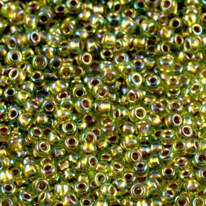 11-996 TOHO 11/0 Round - Gold-Lined Rainbow Peridot - TOHO Seed Beads