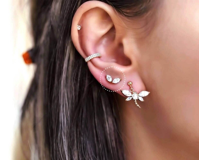 Marquise Gemstone Studs Diamond Stud Earrings Minimalist Etsy