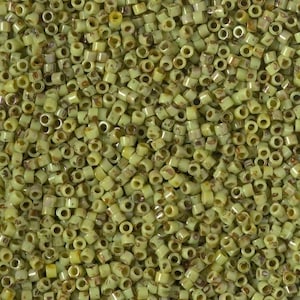 DB2265 Delica 11/0 Opaque Chartreuse Picasso - Miyuki Seed Beads