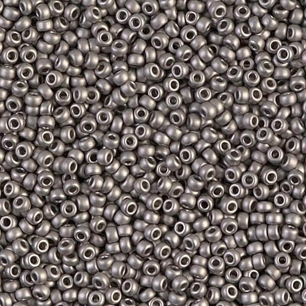 11-190F Matte Nickel Plated - 11/0 Miyuki Round Seed Beads