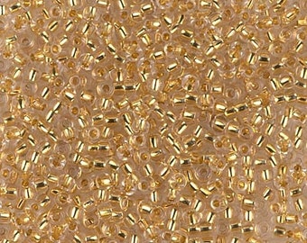 11-195 24kt Gold Lined Crystal - 11/0 Miyuki Round Seed Beads