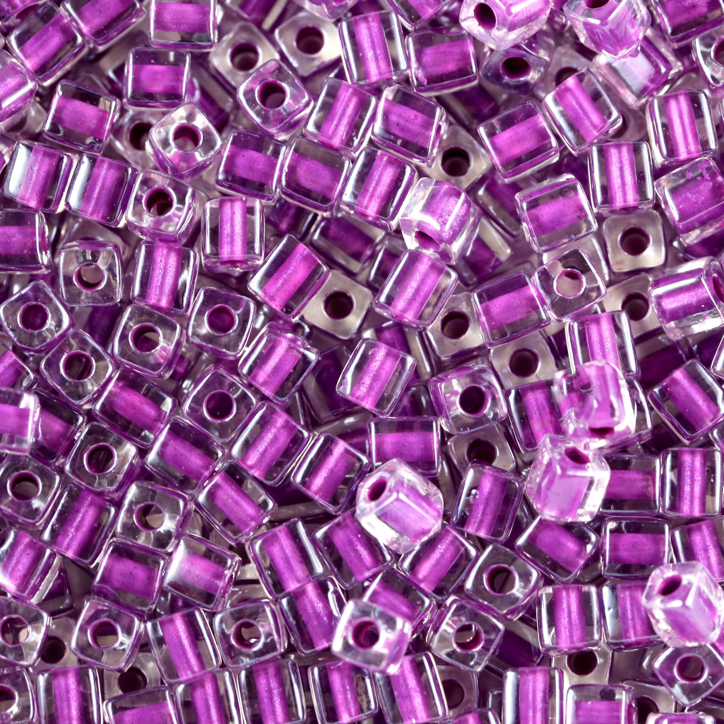 SB-243 Magenta Purple Lined Crystal - Miyuki 4mm Cube Beads SB-243 Magenta Purple Lined Crystal - Miyuki 4mm Cube Beads